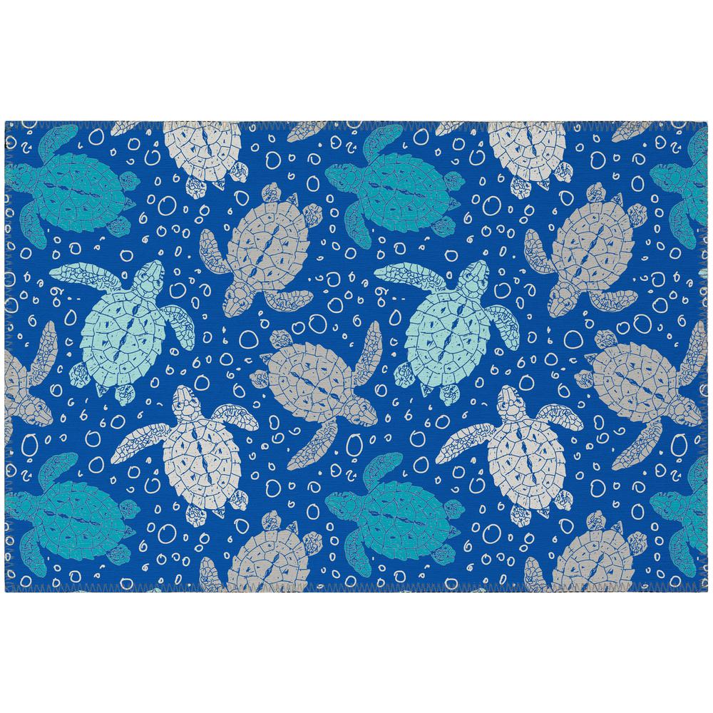 Indoor/Outdoor Surfside ASR43 Blue Washable 1'8" x 2'6" Rug. Picture 1