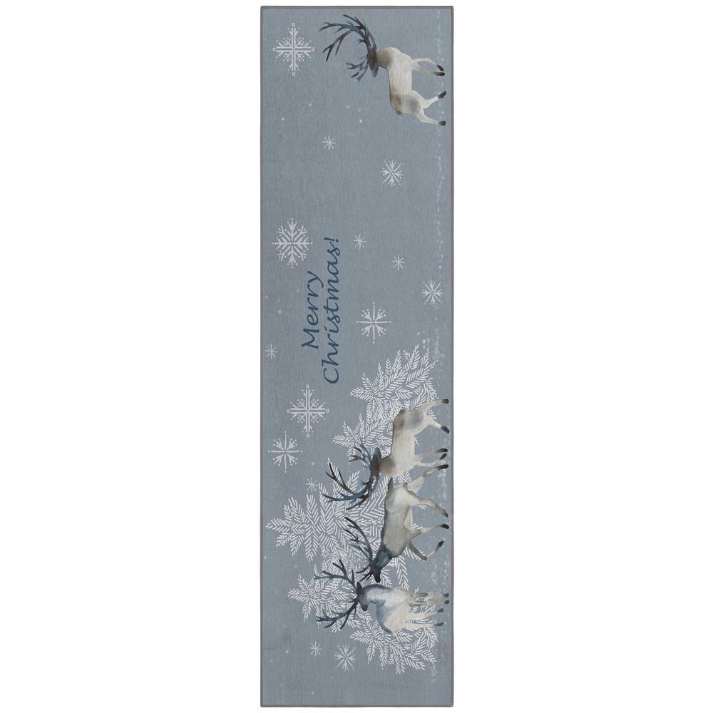 Indoor/Outdoor Cozy Winter ACW32 Gray Washable 2'3" x 7'6" Runner Rug. Picture 1