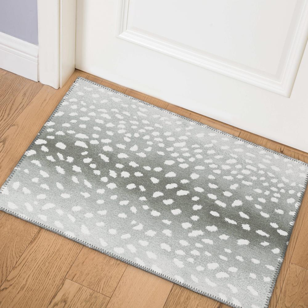 Safari Grey Animal Animal Print 1'8" x 2'6" Accent Rug Grey ASF33. Picture 1