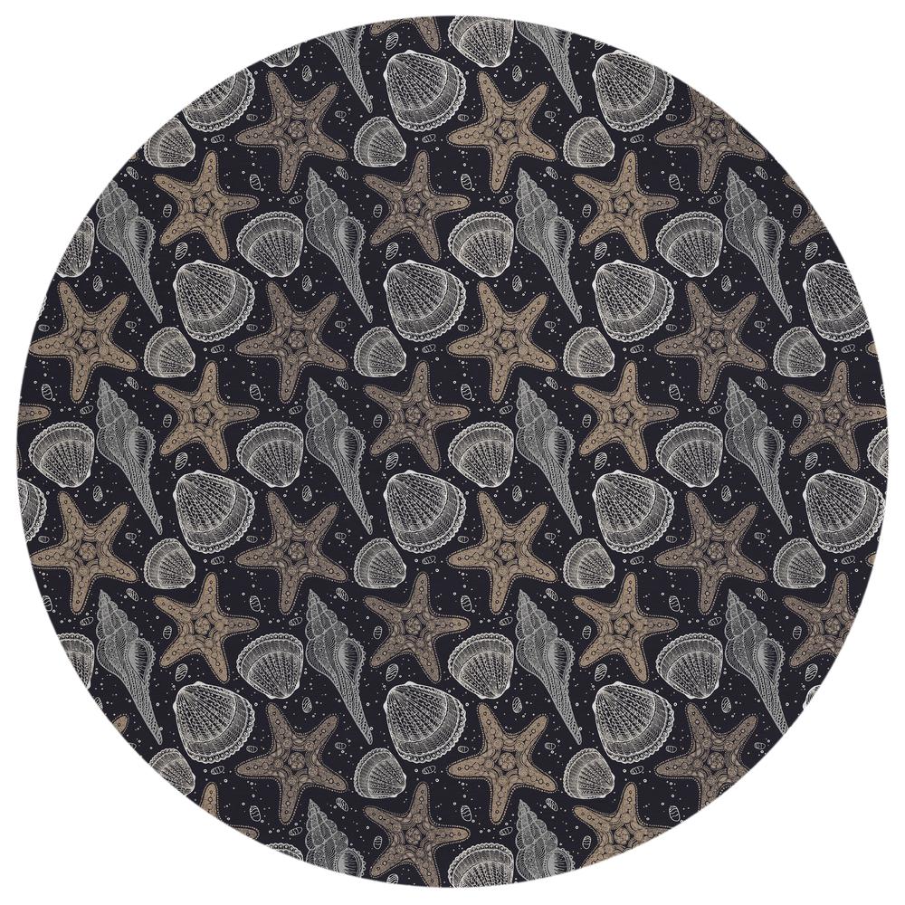Indoor/Outdoor Surfside ASR34 Midnight Washable 8' x 8' Round Rug. Picture 1