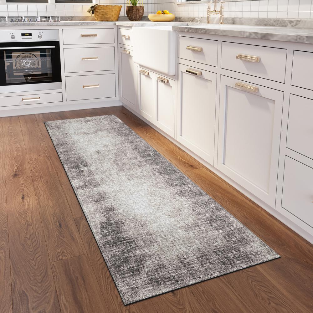 Rylee Mocha Transitional Abstract 2'3" x 7'6" Runner Rug Mocha ARY31. Picture 1