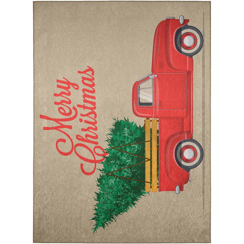 Indoor/Outdoor Cozy Winter ACW34 Red Washable 30" x 46" Rug. Picture 1
