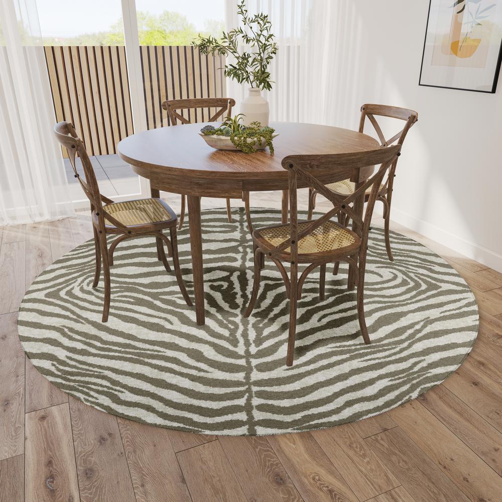 Safari Taupe Animal Animal Print 8' x 8' Area Rug Taupe ASF31. Picture 1