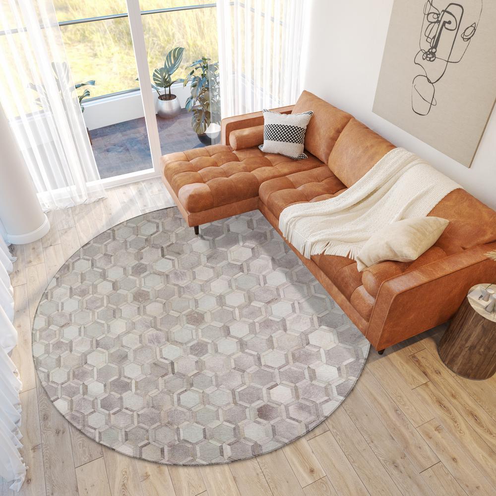 Laredo Gray Animal Patchwork 8' x 8' Round Rug Gray ALR31. Picture 1