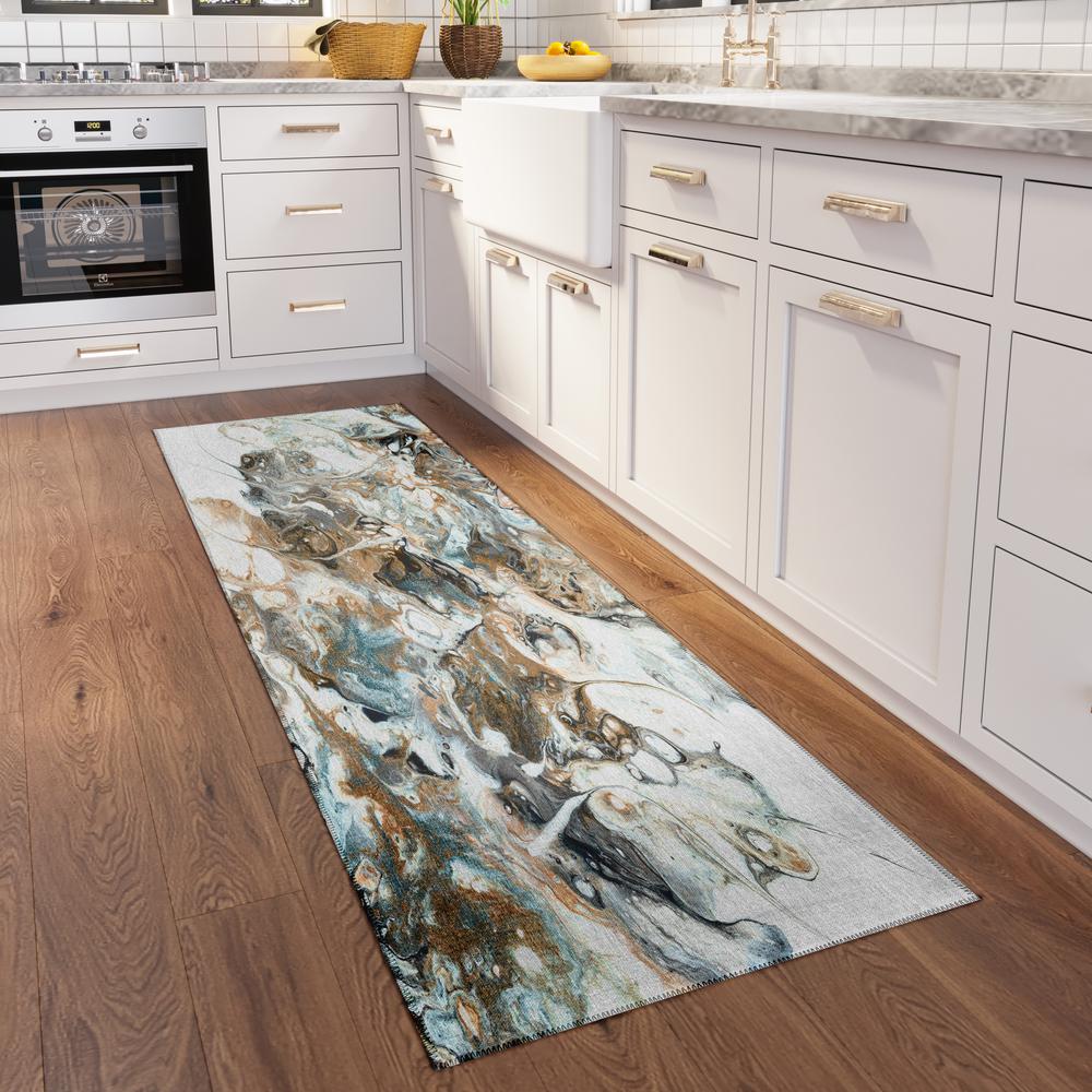 Karina Smoke Modern Abstract 2'3" x 7'6" Runner Rug Smoke AKC41. Picture 1