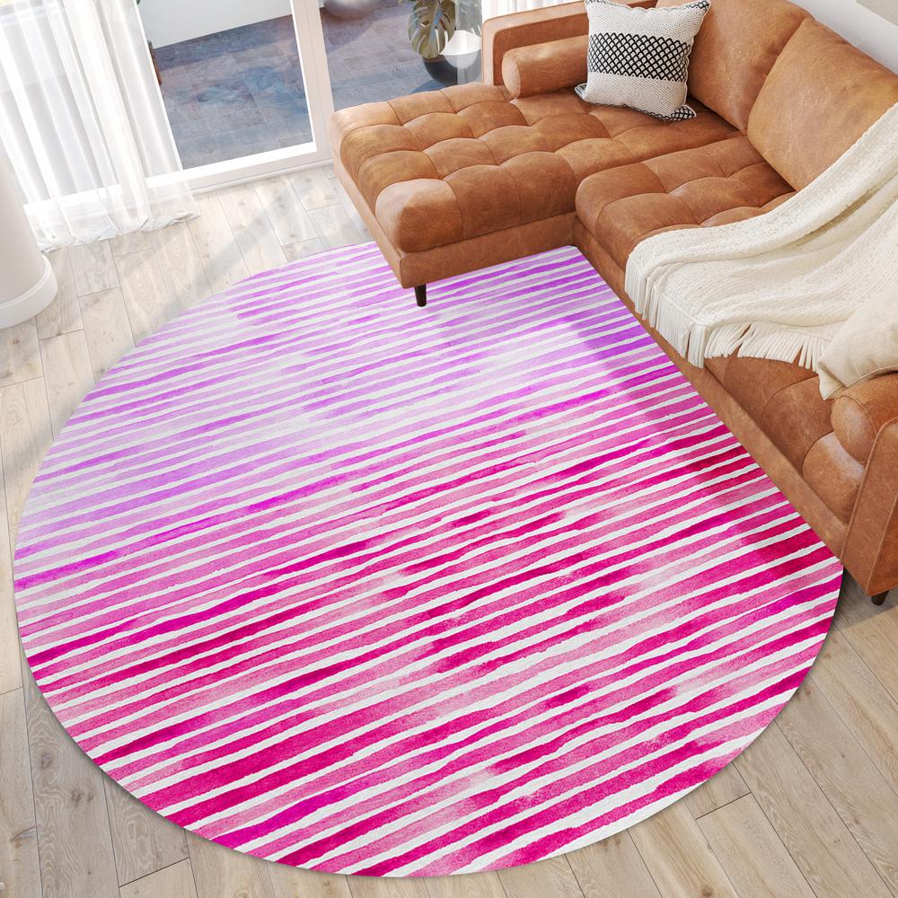 Indoor/Outdoor Surfside ASR38 Pink Washable 8' x 8' Round Rug. Picture 2