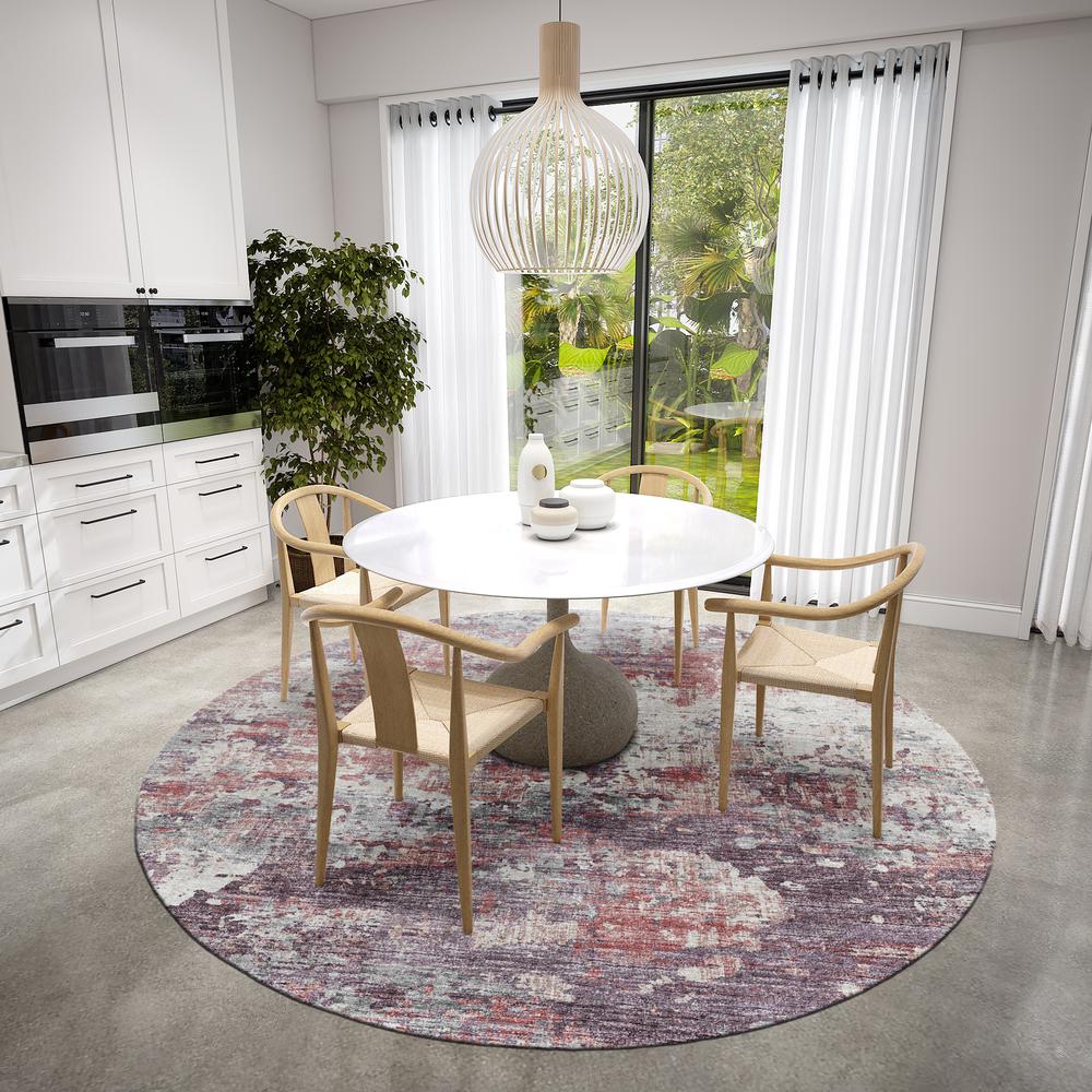 Indoor/Outdoor Accord AAC34 Pink Washable 8' x 8' Round Rug. Picture 2