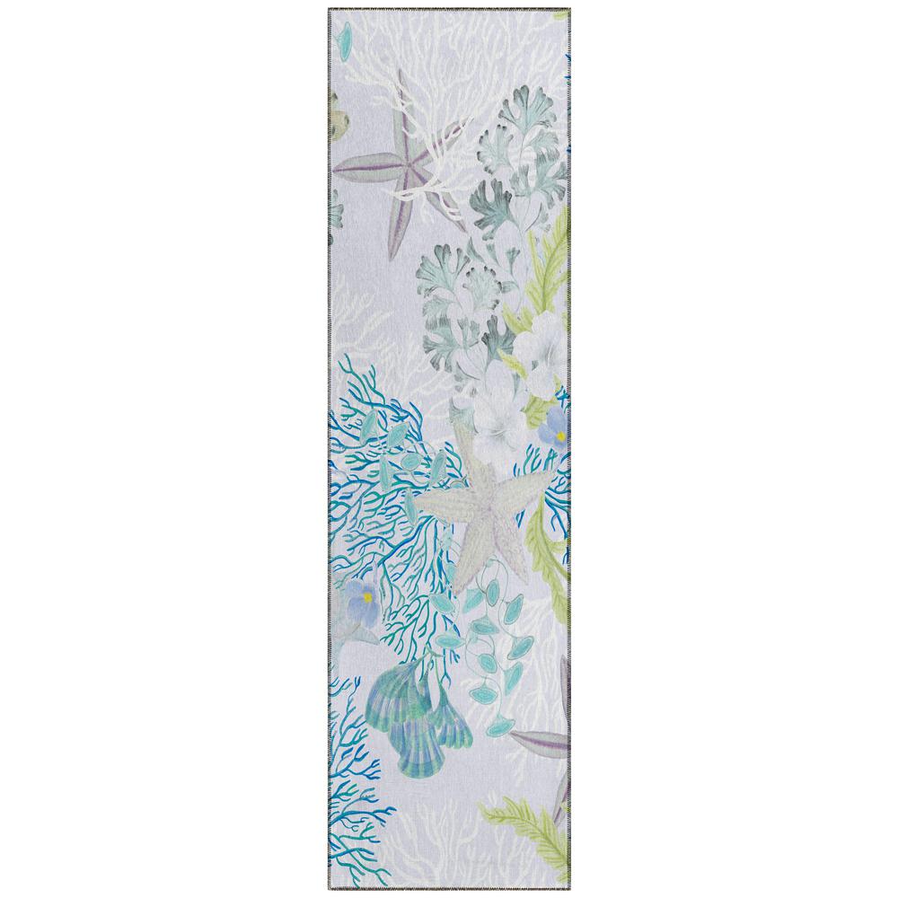 Indoor/Outdoor Surfside ASR31 Aqua Washable 2'3" x 7'6" Runner Rug. Picture 1