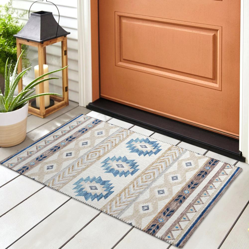 Indoor/Outdoor Sonora ASO33 Taupe Washable 1'8" x 2'6" Rug. Picture 2