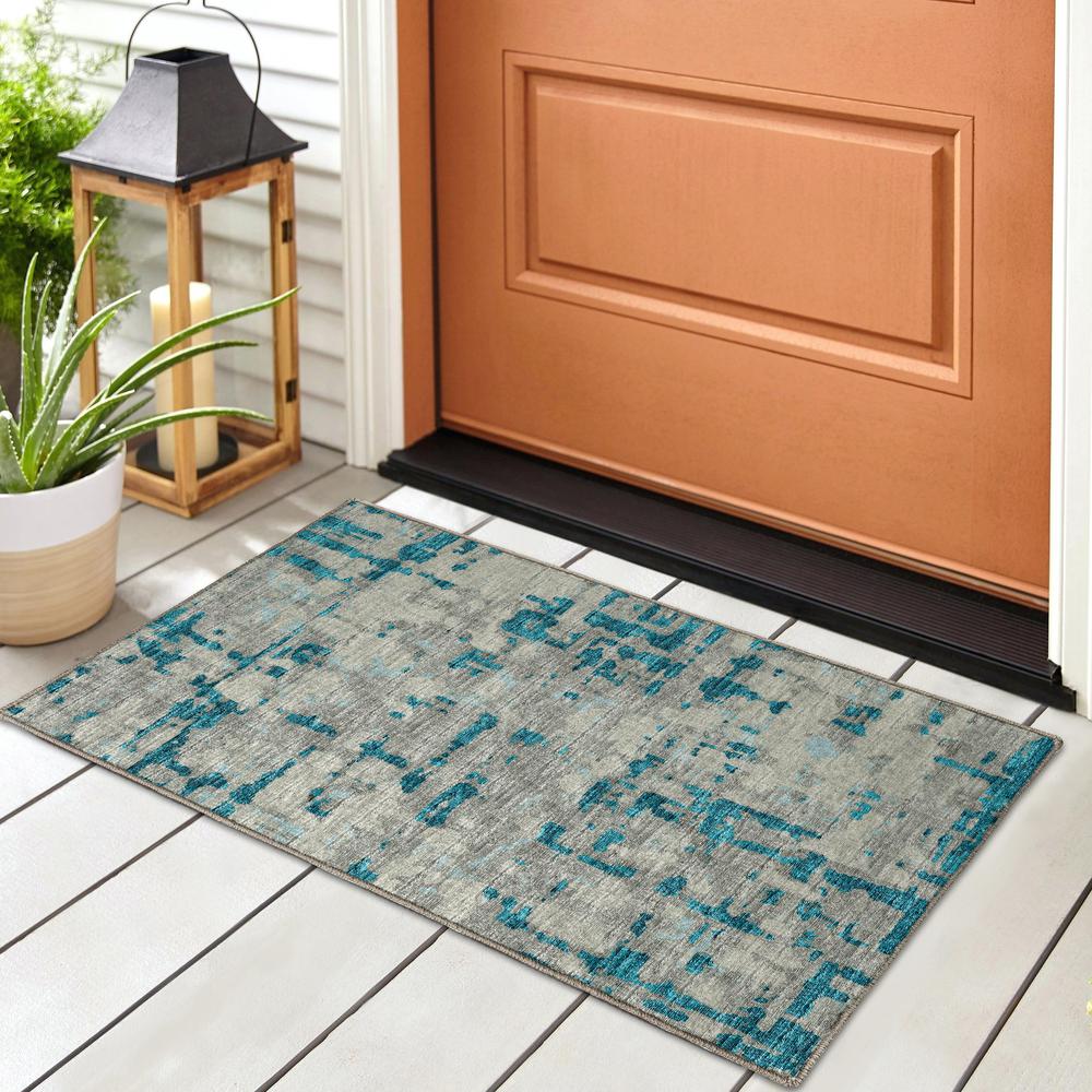 Brisbane BR5 Teal 1'8" x 2'6" Rug. Picture 2