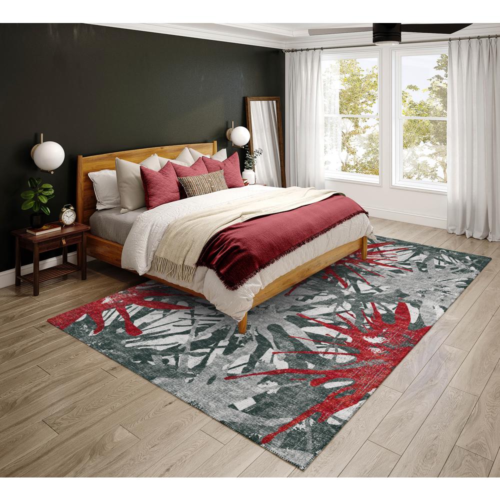 Bravado Red Contemporary Color Splash 10' x 14' Area Rug Red ABV36. Picture 1