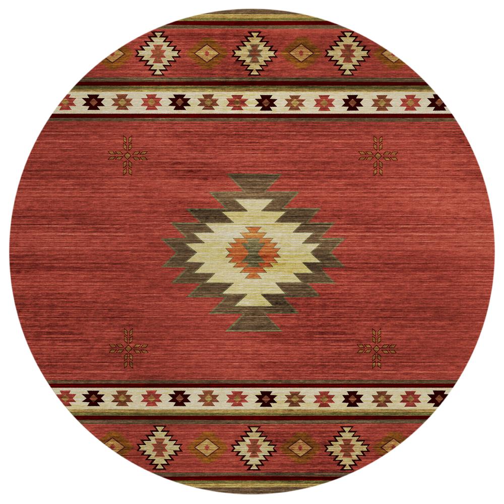 Indoor/Outdoor Sonora ASO34 Spice Washable 8' x 8' Round Rug. Picture 1