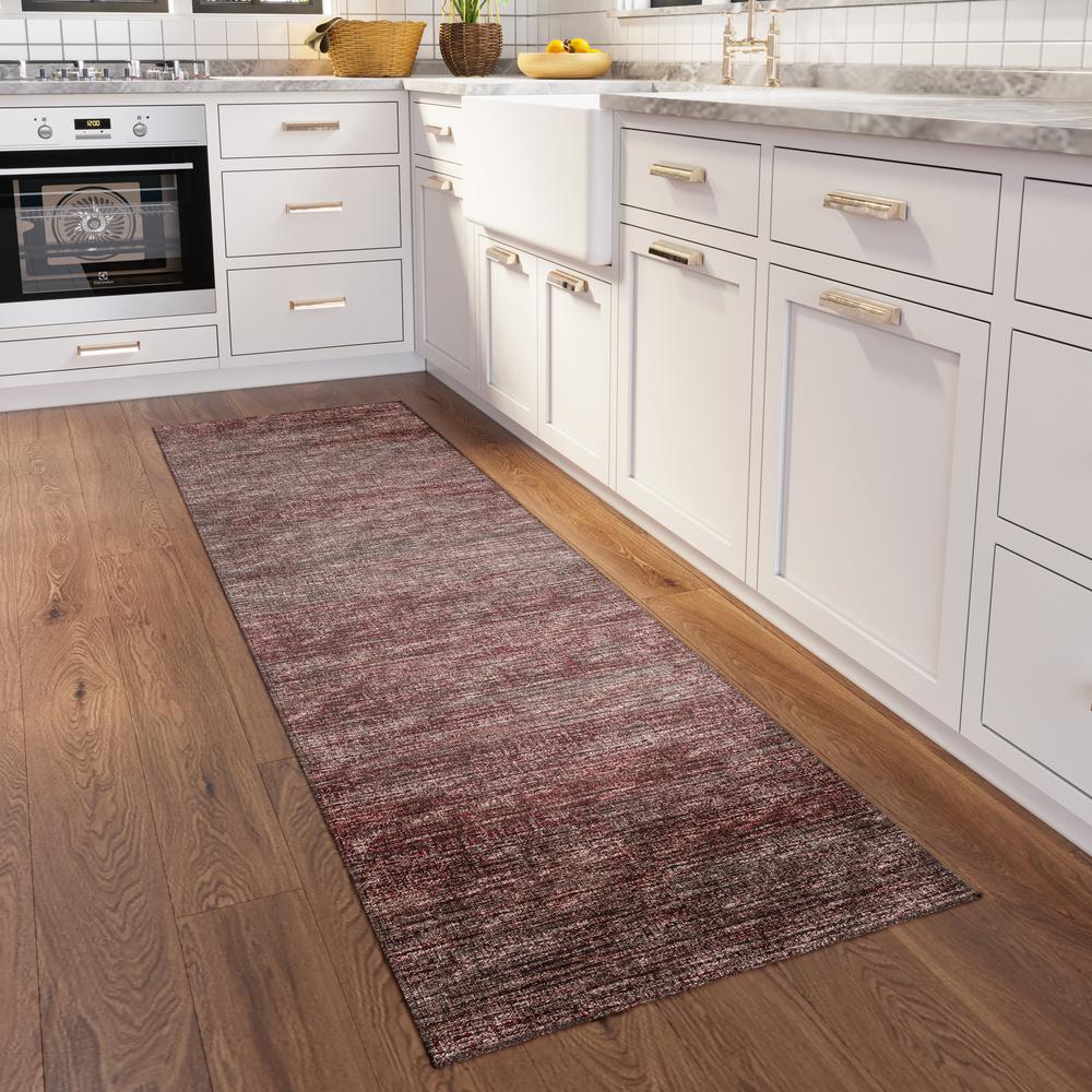 Marston Burgundy Transitional Striped 2'3" x 7'6" Runner Rug Burgundy AMA31. Picture 1