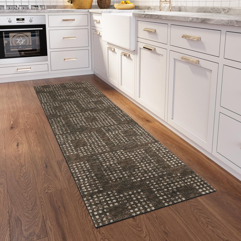 Eleanor Brown Contemporary Geometric 2'3" x 7'6" Runner Rug Brown AER31. Picture 1