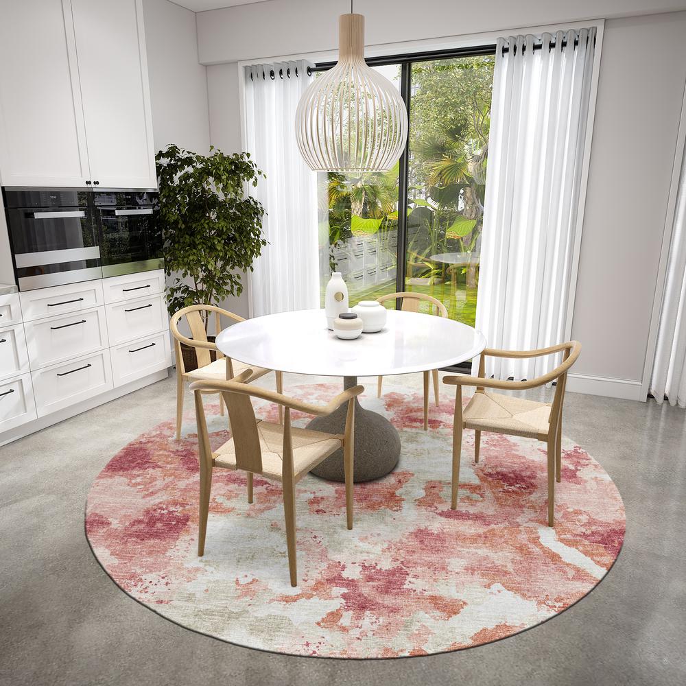 Indoor/Outdoor Accord AAC32 Pink Washable 8' x 8' Round Rug. Picture 2