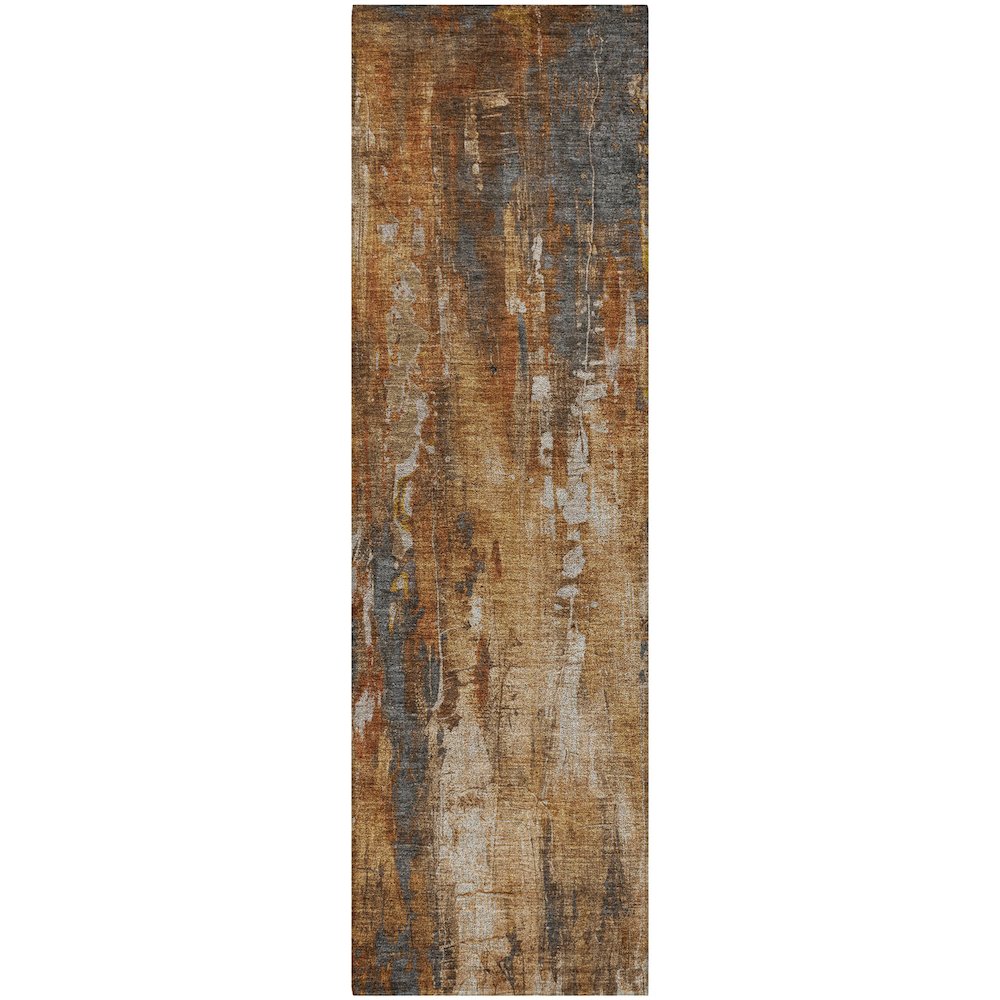 Luxury Washable Indoor/Outdoor Kochi Rust 2'3" x 7'6" Runner Rug. Picture 1