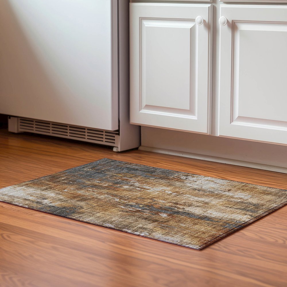 Luxury Washable Indoor/Outdoor Kochi Rust 1'8" x 2'6" Rug. Picture 5