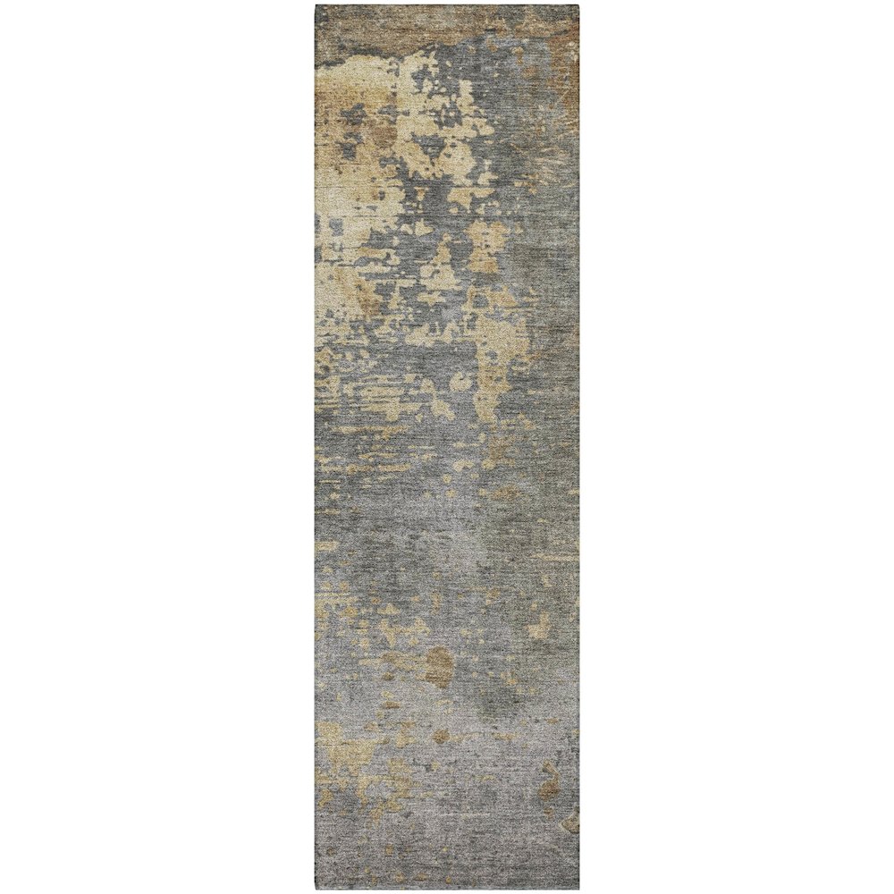 Luxury Washable Indoor/Outdoor Kochi Pewter 2'3" x 7'6" Runner Rug. Picture 1