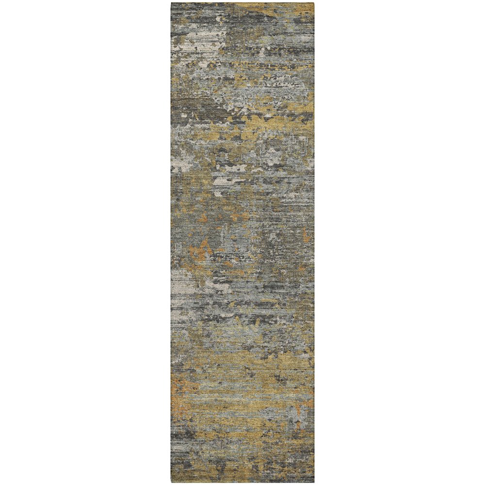 Luxury Washable Indoor/Outdoor Kochi Gray 2'3" x 7'6" Runner Rug. Picture 1