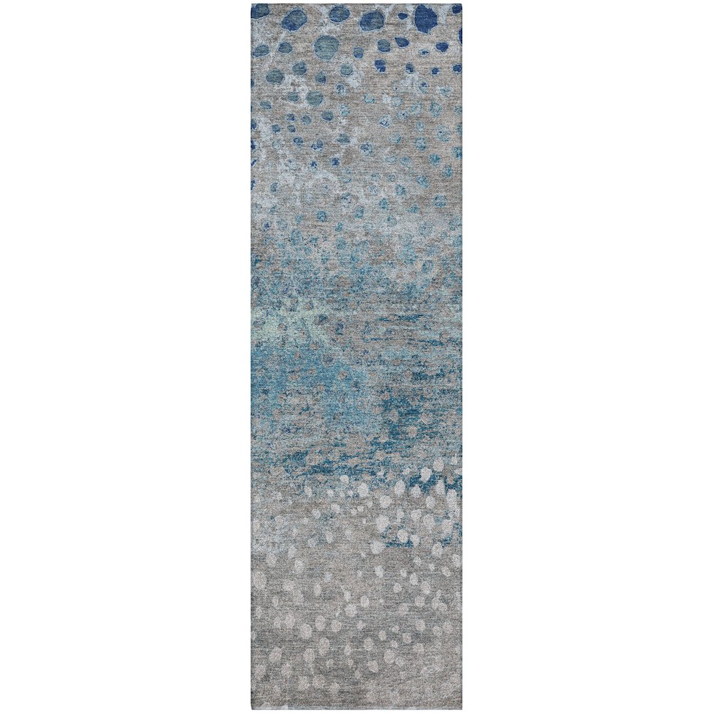Luxury Washable Indoor/Outdoor Kochi Gray 2'3" x 7'6" Runner Rug. Picture 1