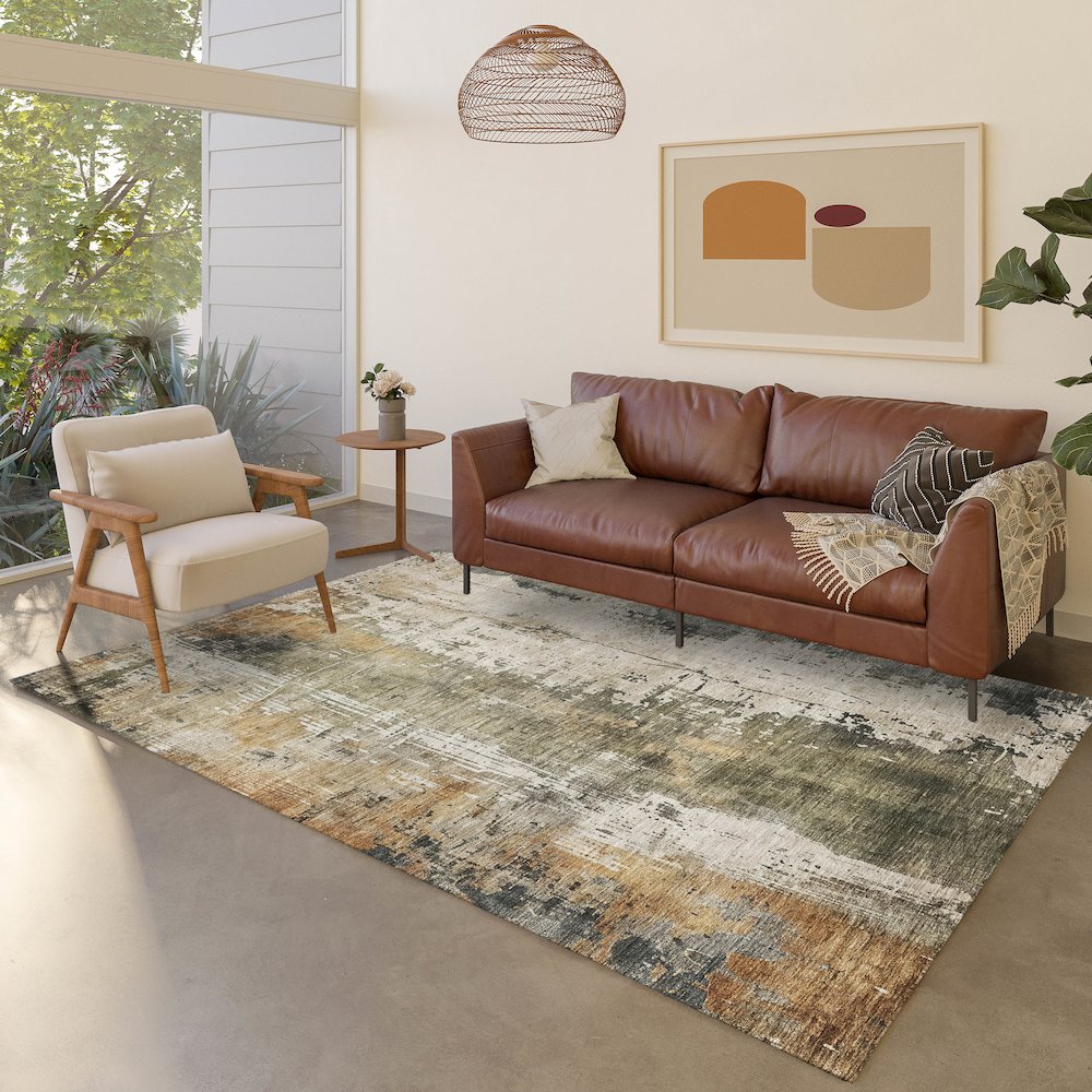 Luxury Washable Indoor/Outdoor Kochi Putty 2'6" x 3'10" Rug. Picture 5