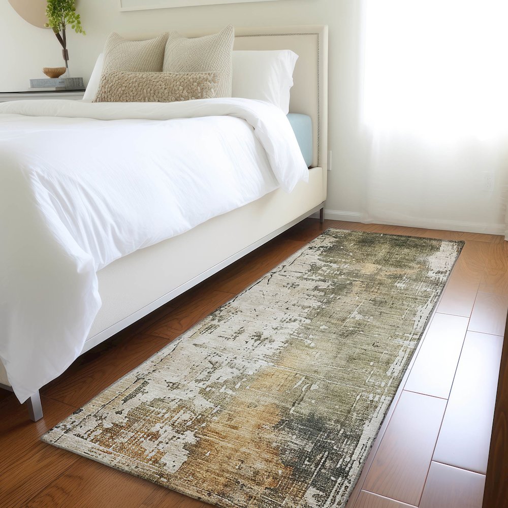 Luxury Washable Indoor/Outdoor Kochi Putty 2'3" x 7'6" Runner Rug. Picture 5