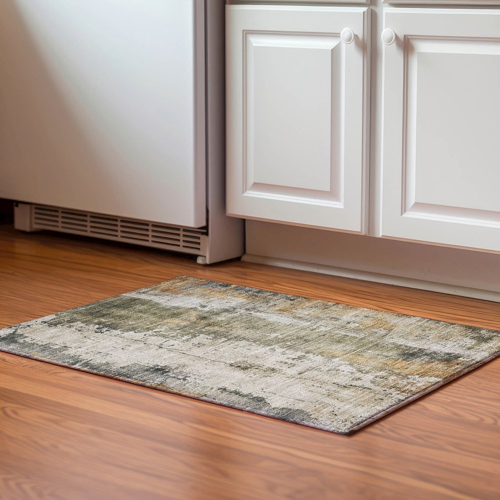 Luxury Washable Indoor/Outdoor Kochi Putty 1'8" x 2'6" Rug. Picture 5