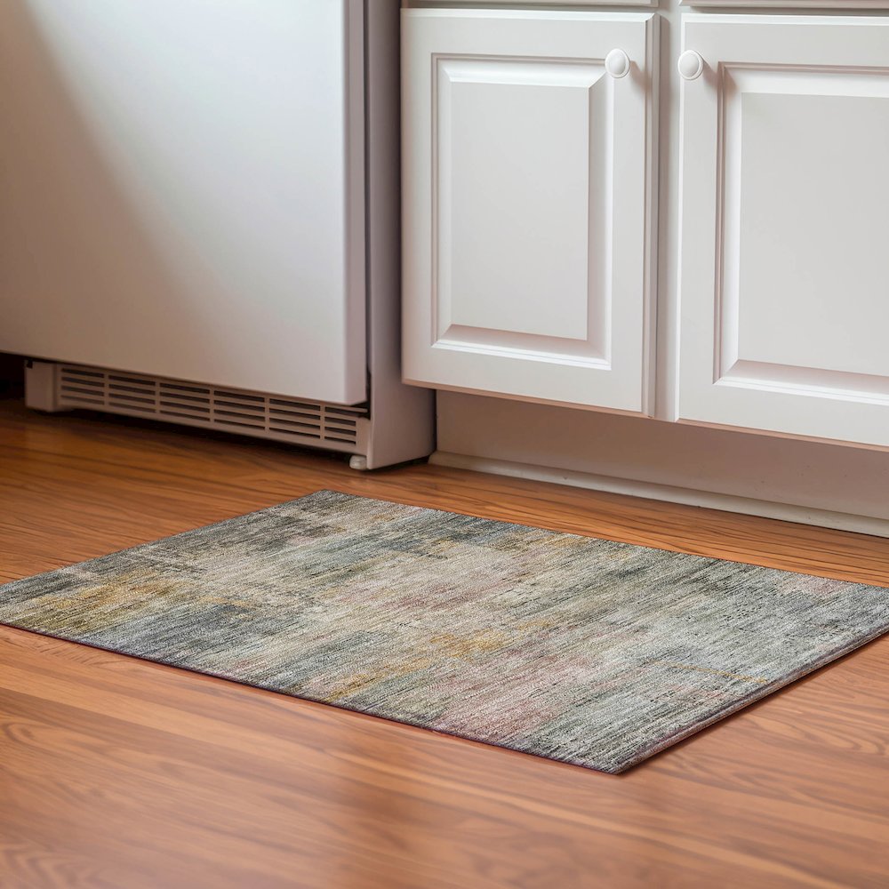 Luxury Washable Indoor/Outdoor Kochi Granite 1'8" x 2'6" Rug. Picture 5