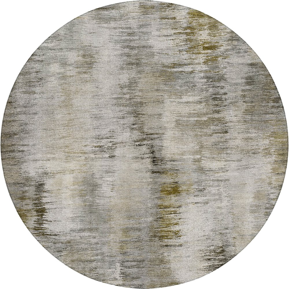 Luxury Washable Indoor/Outdoor Kochi Mocha 8' x 8' Round Rug. Picture 1