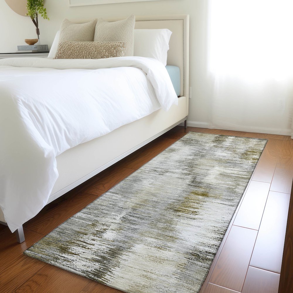 Luxury Washable Indoor/Outdoor Kochi Mocha 2'3" x 7'6" Runner Rug. Picture 5