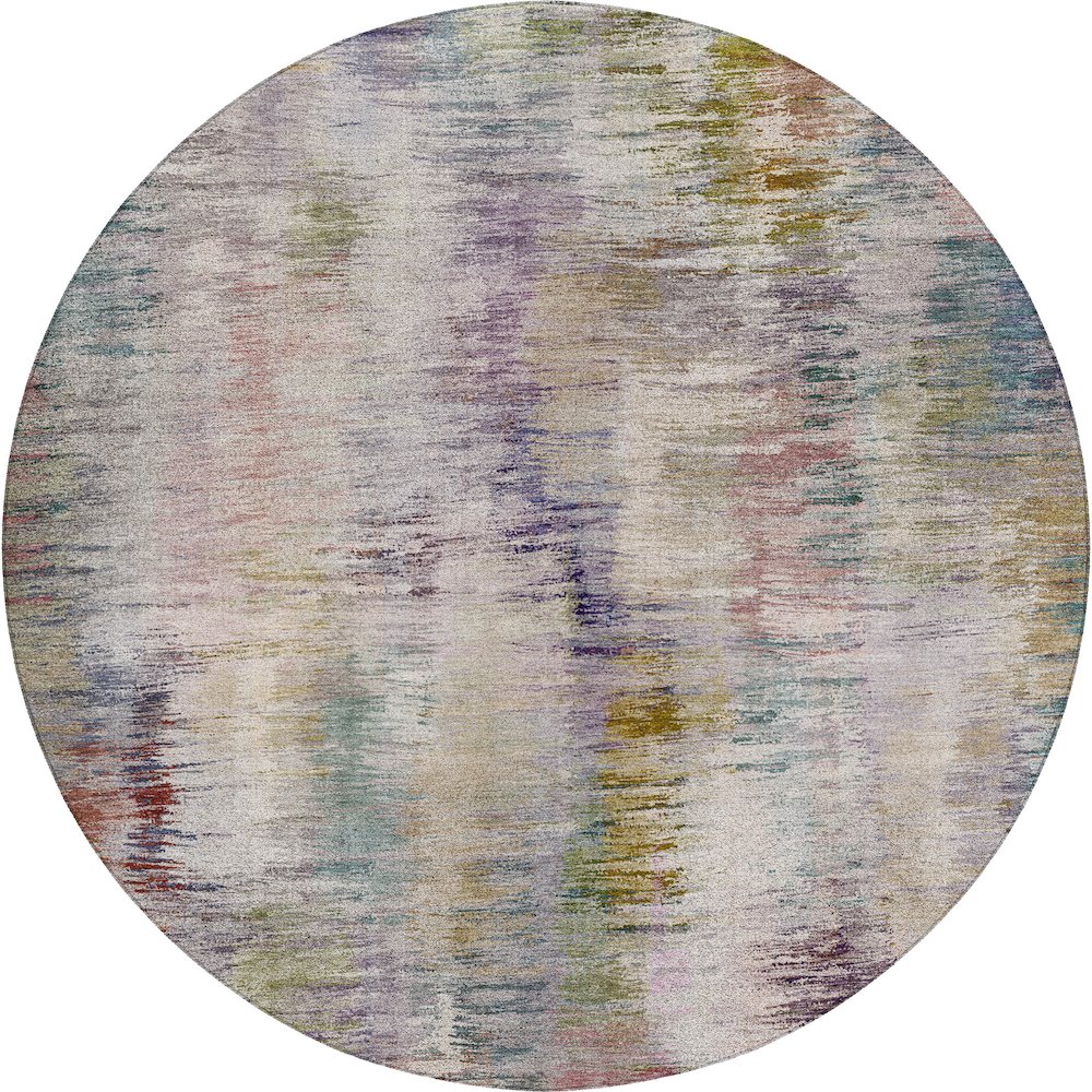 Luxury Washable Indoor/Outdoor Kochi Plum 8' x 8' Round Rug. Picture 1
