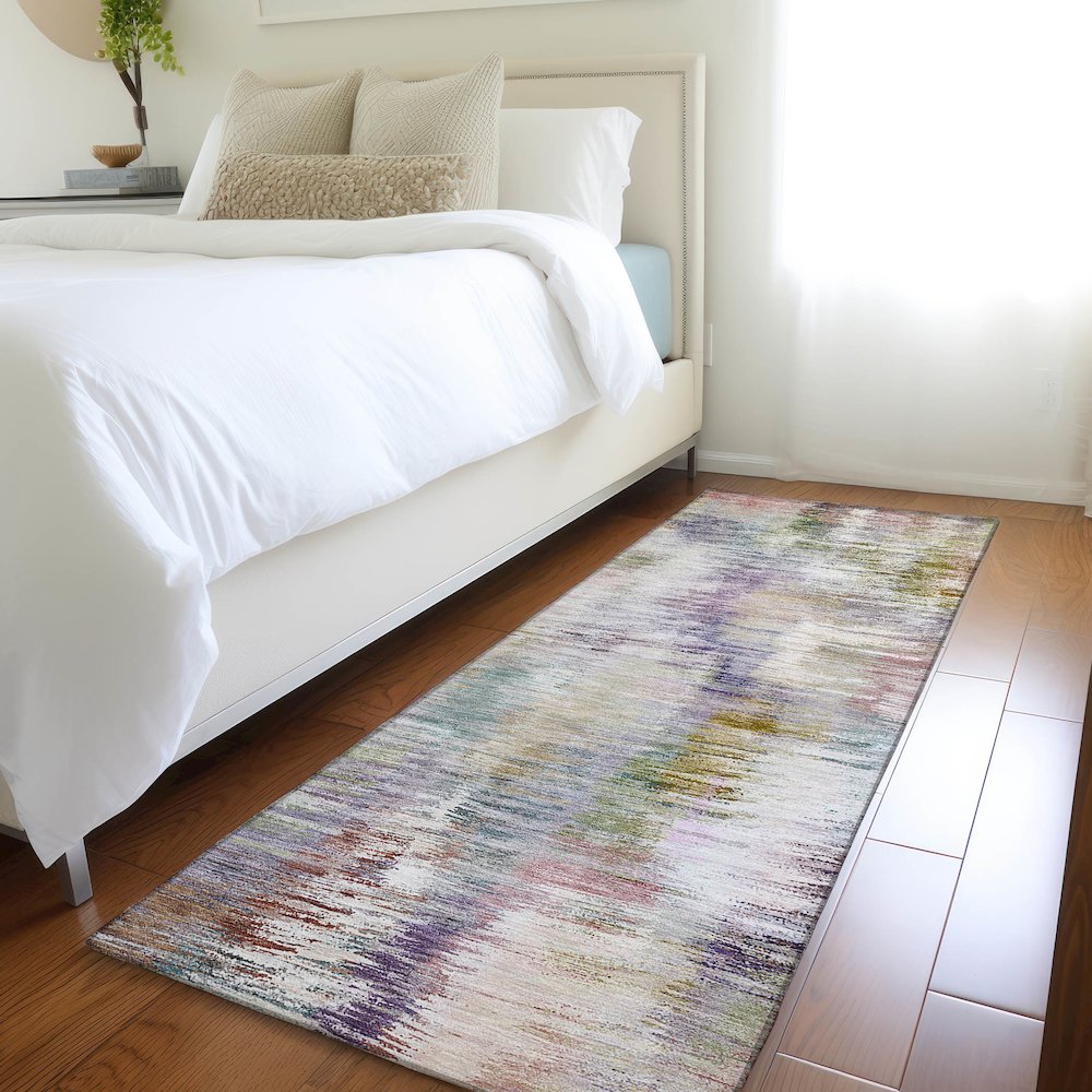 Luxury Washable Indoor/Outdoor Kochi Plum 2'3" x 7'6" Runner Rug. Picture 5