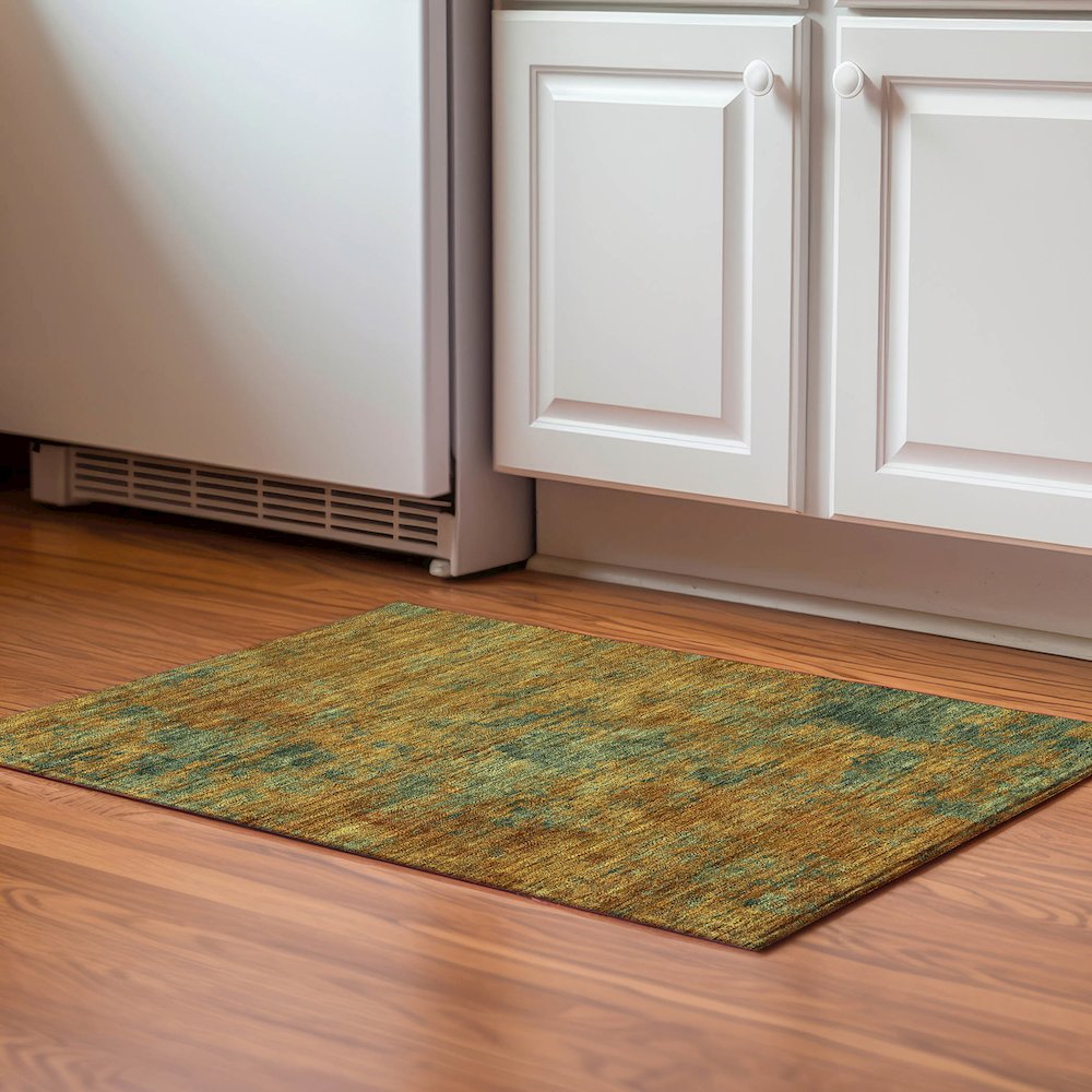 Luxury Washable Indoor/Outdoor Kochi Copper 1'8" x 2'6" Rug. Picture 5