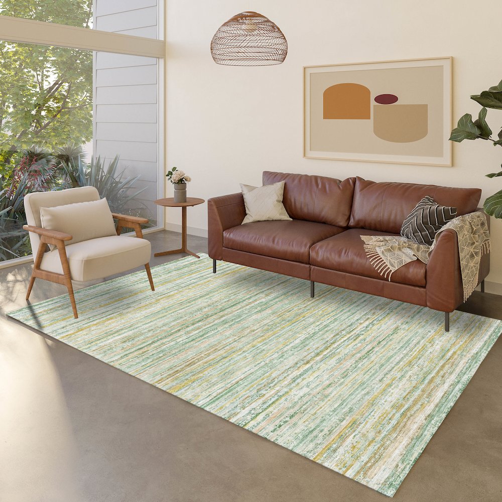 Luxury Washable Indoor/Outdoor Kochi Mint 2'6" x 3'10" Rug. Picture 5