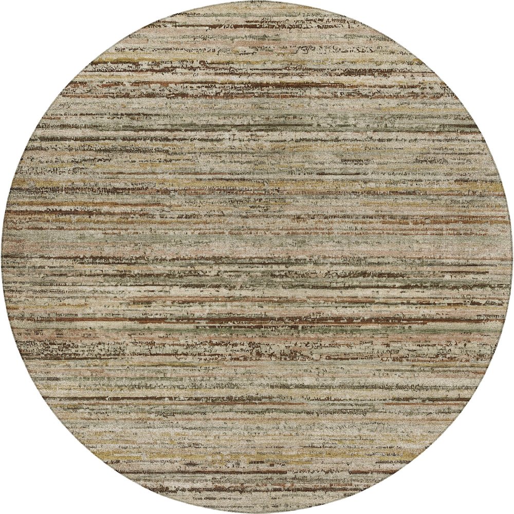 Luxury Washable Indoor/Outdoor Kochi Mocha 8' x 8' Round Rug. Picture 1