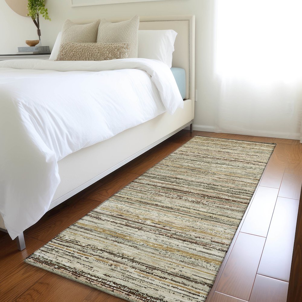 Luxury Washable Indoor/Outdoor Kochi Mocha 2'3" x 7'6" Runner Rug. Picture 5