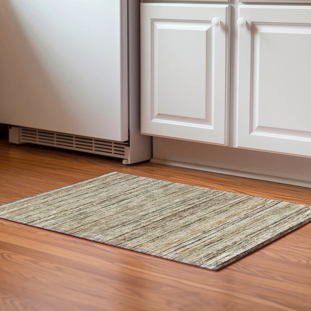 Luxury Washable Indoor/Outdoor Kochi Mocha 1'8" x 2'6" Rug. Picture 5