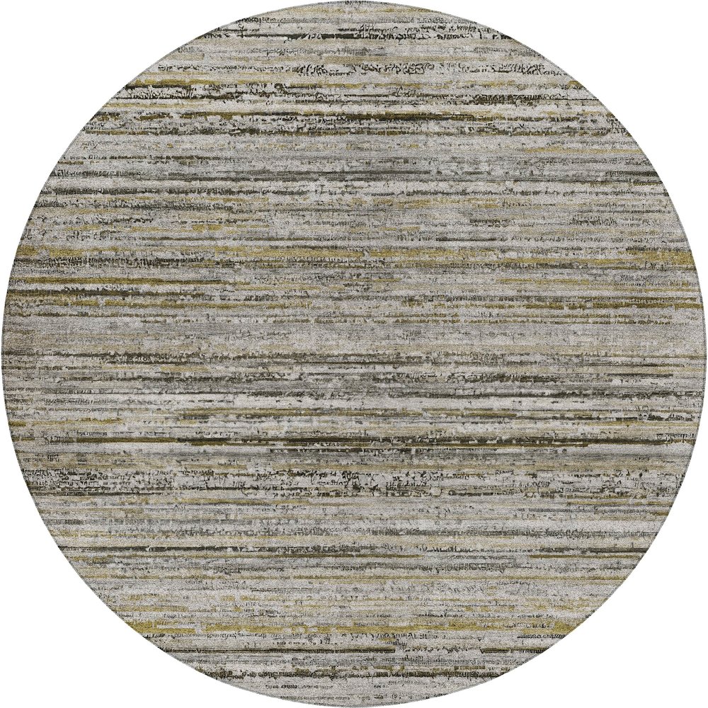 Luxury Washable Indoor/Outdoor Kochi Pewter 8' x 8' Round Rug. Picture 1