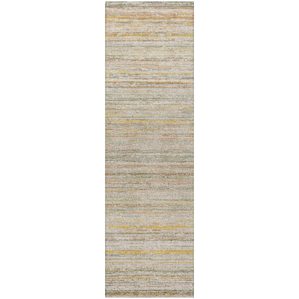 Luxury Washable Indoor/Outdoor Kochi Sage 2'3" x 7'6" Runner Rug. Picture 1
