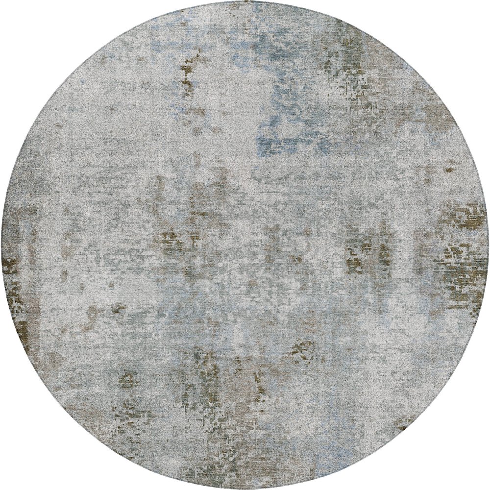 Luxury Washable Indoor/Outdoor Kochi Mocha 8' x 8' Round Rug. Picture 1