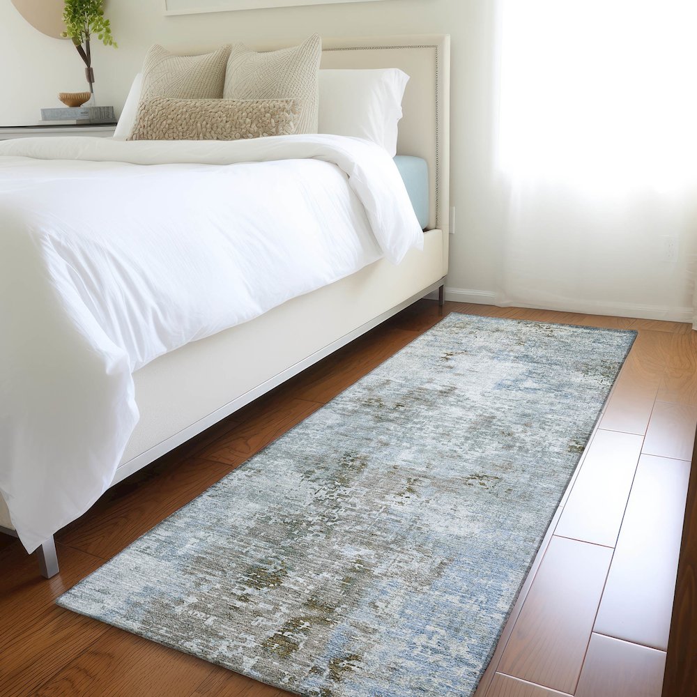 Luxury Washable Indoor/Outdoor Kochi Mocha 2'3" x 7'6" Runner Rug. Picture 5