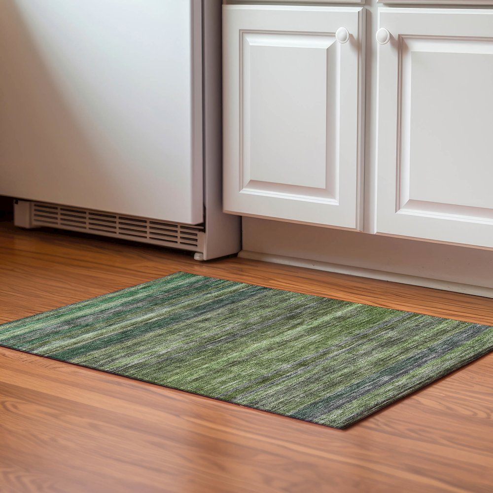 Luxury Washable Indoor/Outdoor Kochi Aloe 1'8" x 2'6" Rug. Picture 5