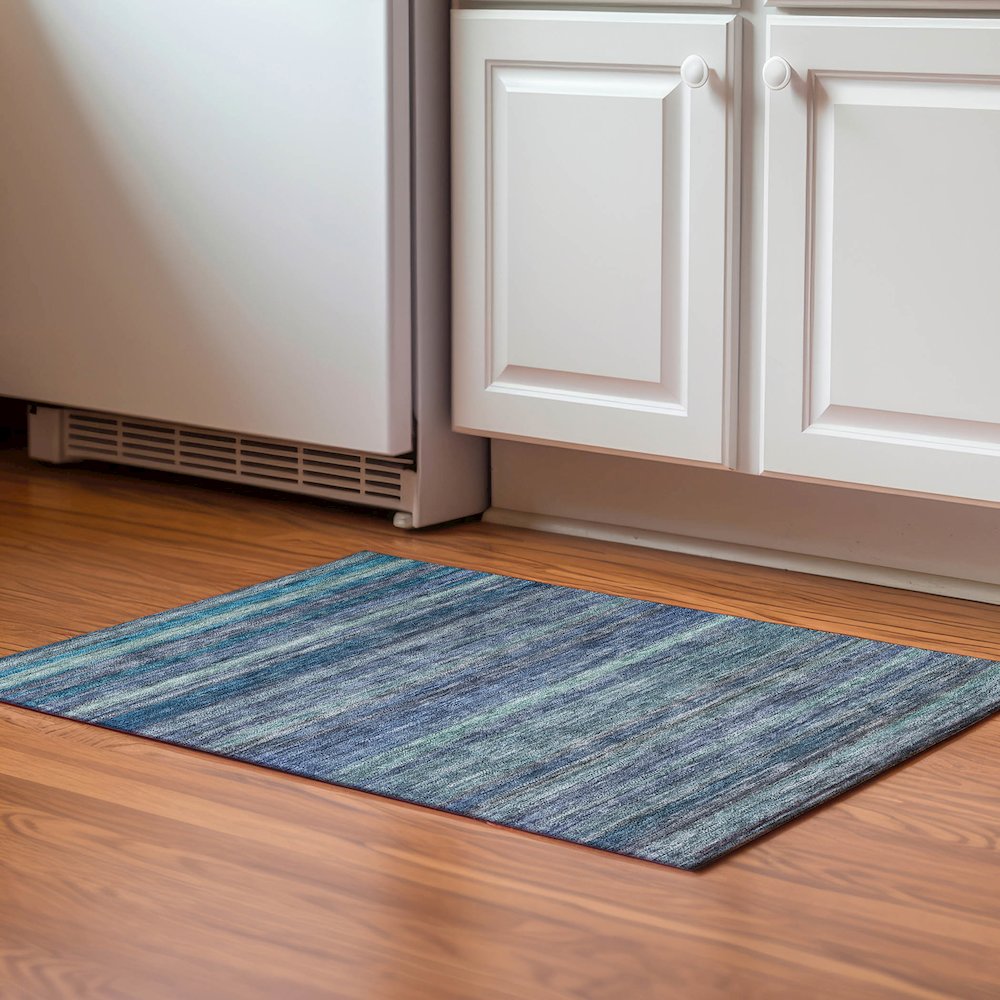 Luxury Washable Indoor/Outdoor Kochi Blue 1'8" x 2'6" Rug. Picture 5