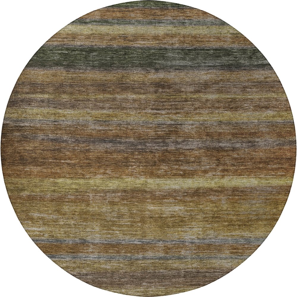 Luxury Washable Indoor/Outdoor Kochi Brown 8' x 8' Round Rug. Picture 1