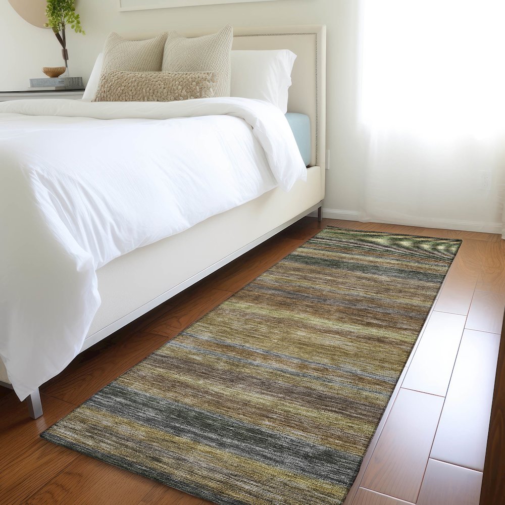 Luxury Washable Indoor/Outdoor Kochi Brown 2'3" x 7'6" Runner Rug. Picture 5