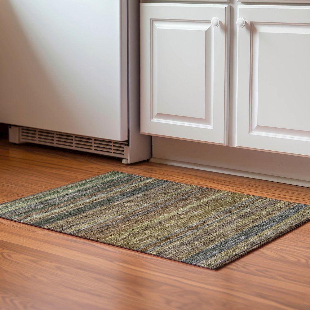 Luxury Washable Indoor/Outdoor Kochi Brown 1'8" x 2'6" Rug. Picture 5