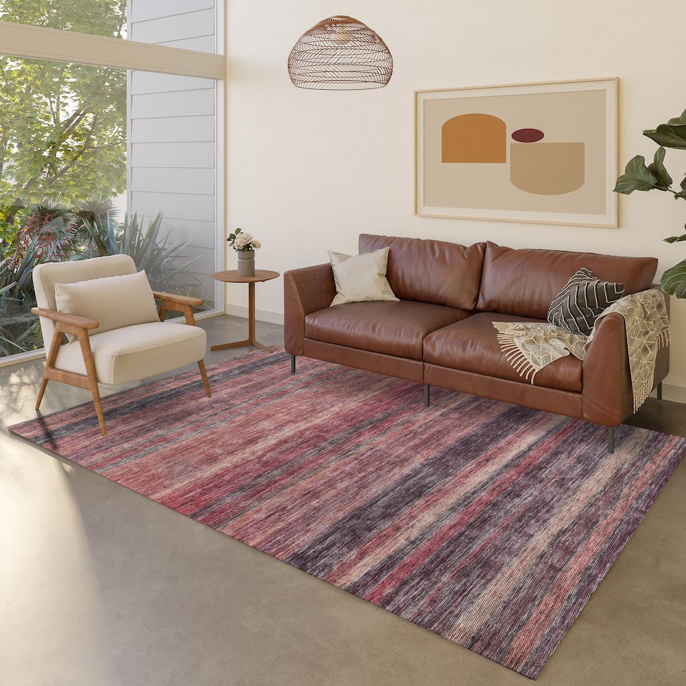 Luxury Washable Indoor/Outdoor Kochi Merlot 2'6" x 3'10" Rug. Picture 5