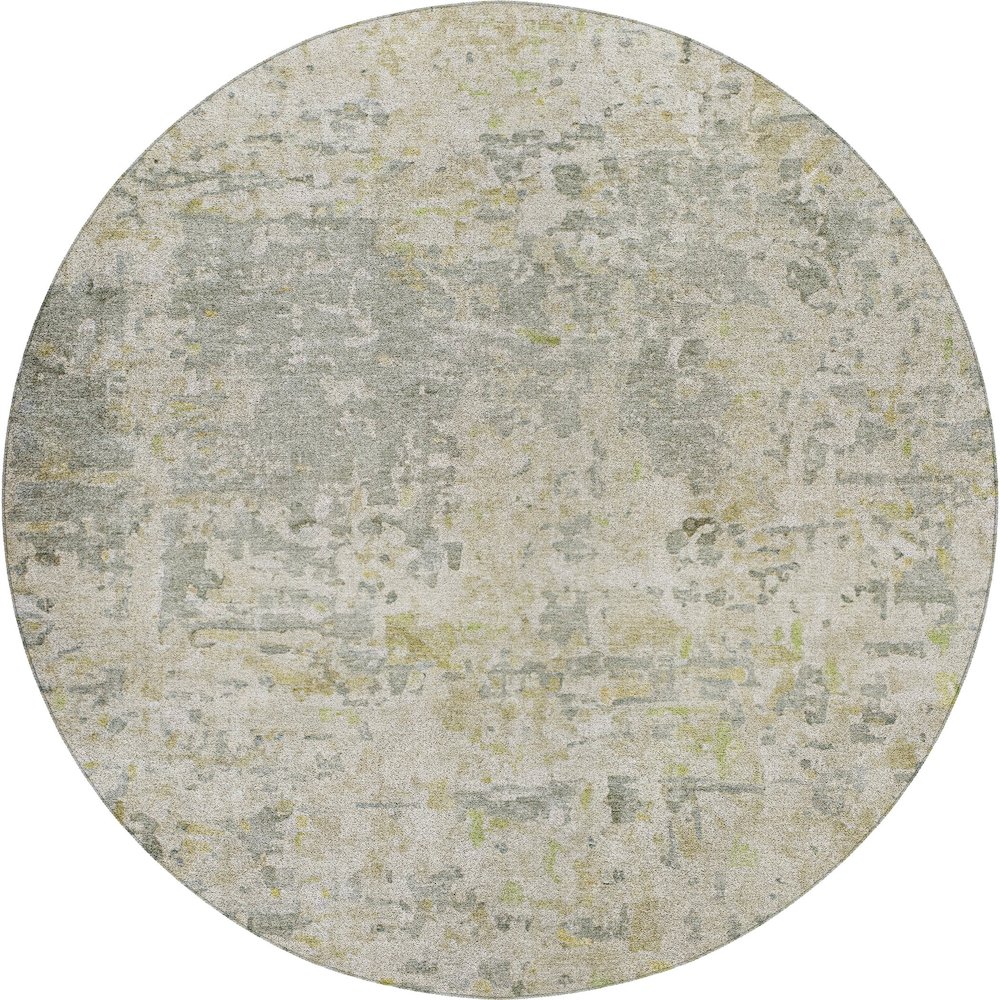 Luxury Washable Indoor/Outdoor Kochi Sage 8' x 8' Round Rug. Picture 1