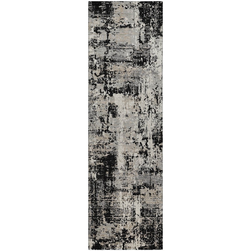 Luxury Washable Indoor/Outdoor Kochi Black 2'3" x 7'6" Runner Rug. Picture 1