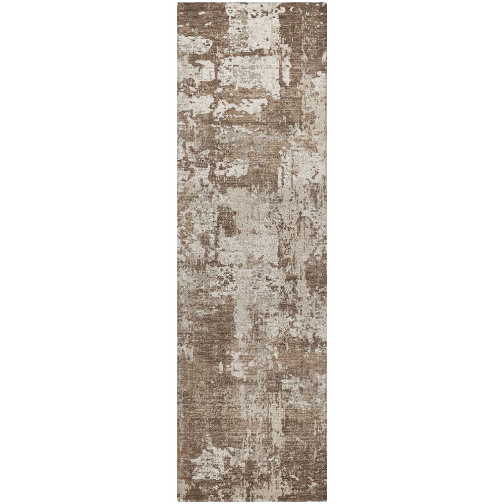 Luxury Washable Indoor/Outdoor Kochi Brown 2'3" x 7'6" Runner Rug. Picture 1